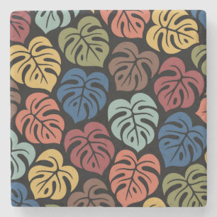 Porta-copo De Pedra Padrão Tropical de Monstera