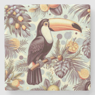 Porta-copo De Pedra Padrão tropical Vintage Toucan