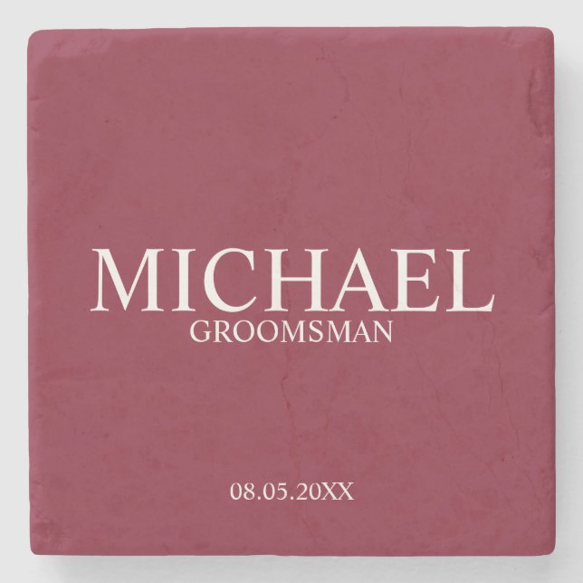 Porta-copo De Pedra Padrinho de casamento Personalizado Vermelho Moder (Frente)