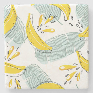 Porta-copo De Pedra Padrões de colheita de bananas suculentas
