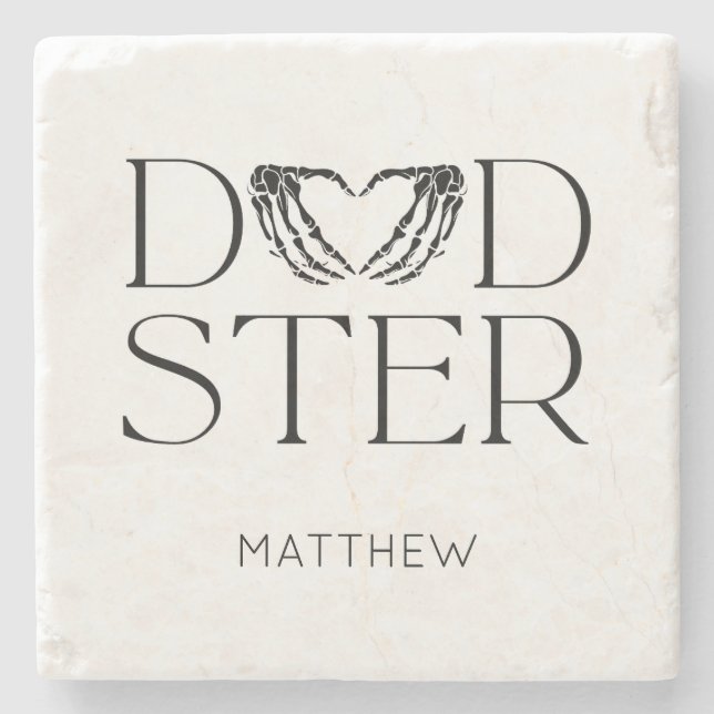 Porta-copo De Pedra Pai de Halloween de Dadster Negra Moderno (Frente)