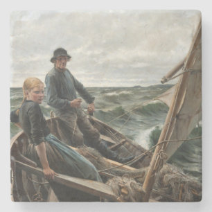 Porta-copo De Pedra Pai e Filha no Mar (por Albert Edelsense)