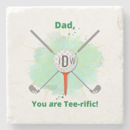 Porta-copo De Pedra Pai | Monograma de Bola de Golfe e Porta copos de