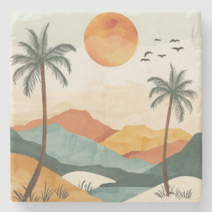 Porta-copo De Pedra Paisagem Boho Abstrato (16)