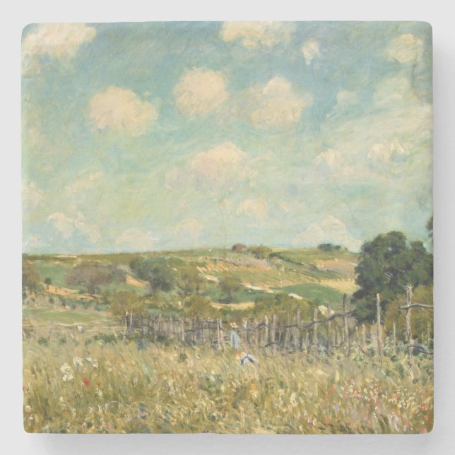 Porta-copo De Pedra Paisagem de campo (por Alfred Sisley) (Frente)