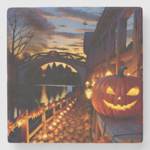 Porta-copo De Pedra Paisagem de Halloween Quatro