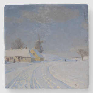 Porta-copo De Pedra Paisagem de neve no inverno (por H.A. Brendekilde)