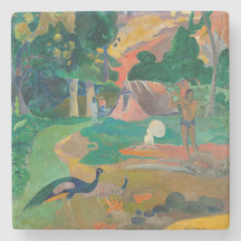 Porta-copo De Pedra Paisagem de Paul Gauguin Matamoe com Peacocks