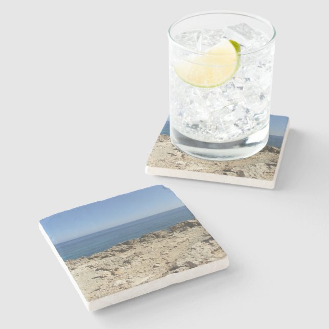 Porta-copo De Pedra Paisagem Mediterrânica das Ilhas Gregas (Lateral)