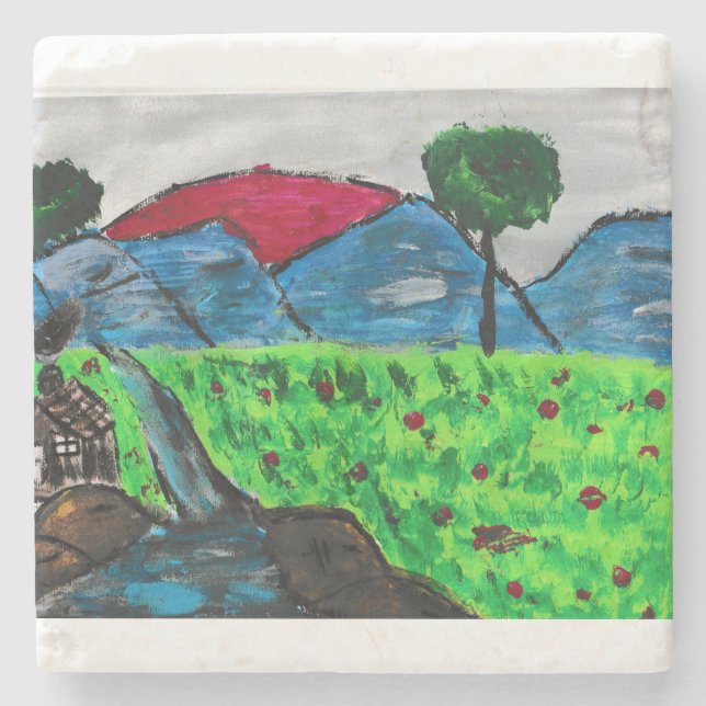 Porta-copo De Pedra Paisagem Montanha (Frente)