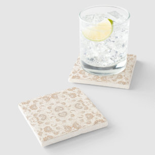 Porta-copo De Pedra Paisley em Beige Aestésico Moderno Tan Brown