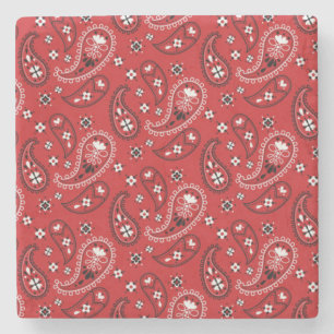 Porta-copo De Pedra Paisley Pattern com Fundo Vermelho-23214