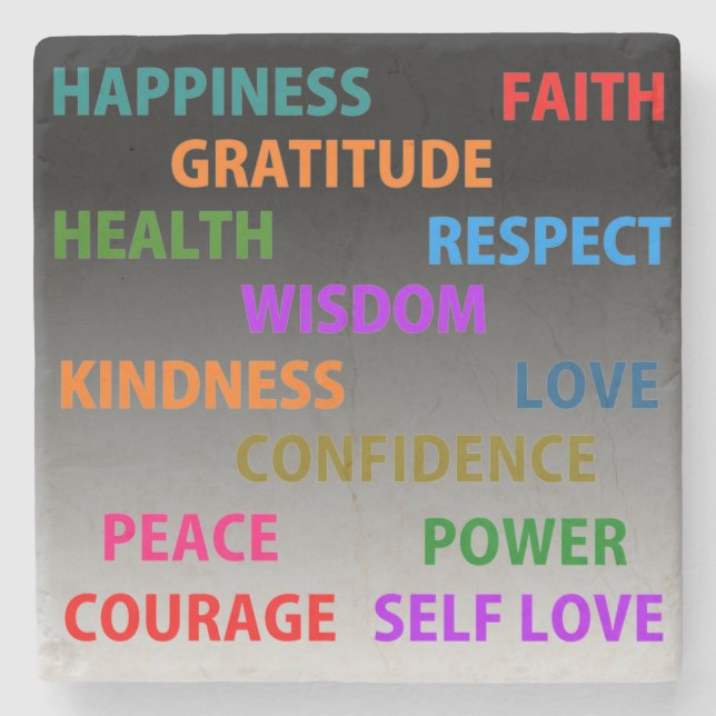 Porta-copo De Pedra Palavras positivas (Frente)