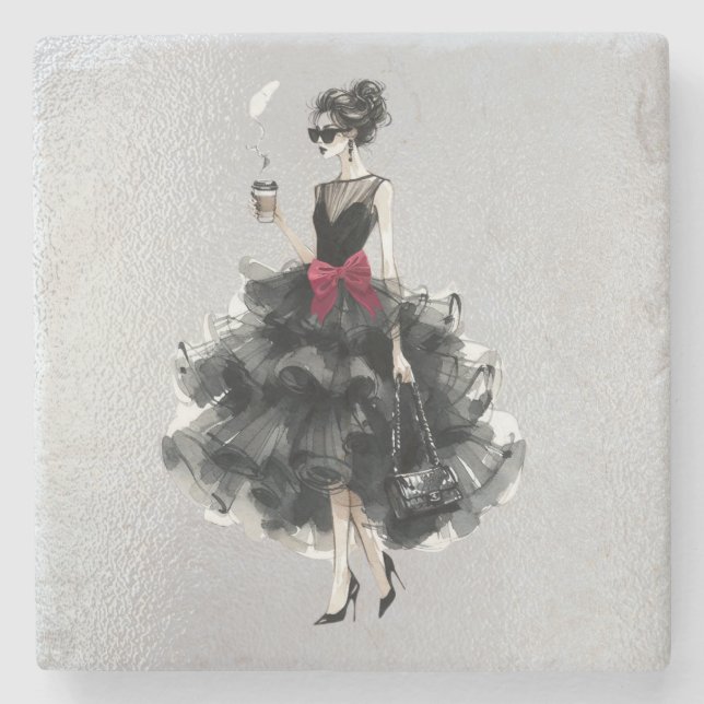 Porta-copo De Pedra Palhaço preto, Arco vermelho, tons (Frente)