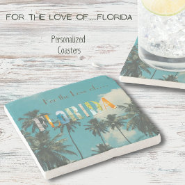 Porta-copo De Pedra Palm Tree Florida Beach Stone Porta copos