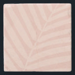 Porta-copo De Pedra Palma Tropical Pêssego bege e pincelado<br><div class="desc">Folha Tropical de Palma em bege Suave e Blush / Peach.</div>