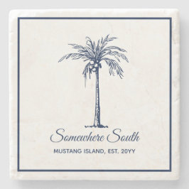 Porta-copo De Pedra Palmeira Azul Elegante Personalizada