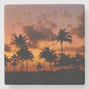Porta-copo De Pedra Palmeiras ao pôr do sol - vermelho