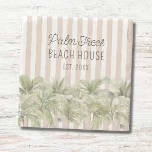 Porta-copo De Pedra Palmeiras tropicais Belga Stripes Beach House