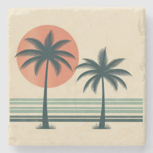 Porta-copo De Pedra Palmeiras tropicais retrô/vintage