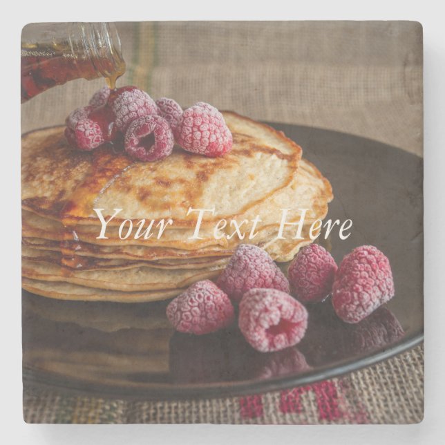 Porta-copo De Pedra Panquecas de framboesa com Xarope de Maple (Frente)