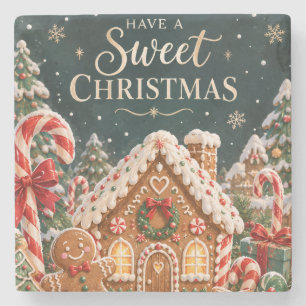 Porta-copo De Pedra Pão de gengibre personalizado Natal com Doce, bolo