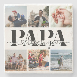 Porta-copo De Pedra Papa I Love You Custom Photo Collage