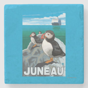 Porta-copo De Pedra Papagaio-do-mar & navio de cruzeiros - Juneau,