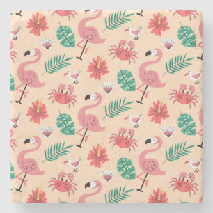 Porta-copo De Pedra Papagaio Rosa Verão Padrão Tropical