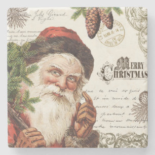 Porta-copo De Pedra papai noel da floresta do vintage