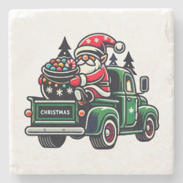 Porta-copo De Pedra Papais noeis De Natal Gnomo Em Um Caminhão De Rece