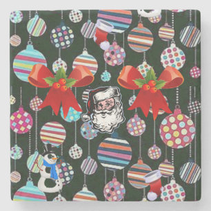 Porta-copo De Pedra Papais noeis Marble Stone Porta copos Natal