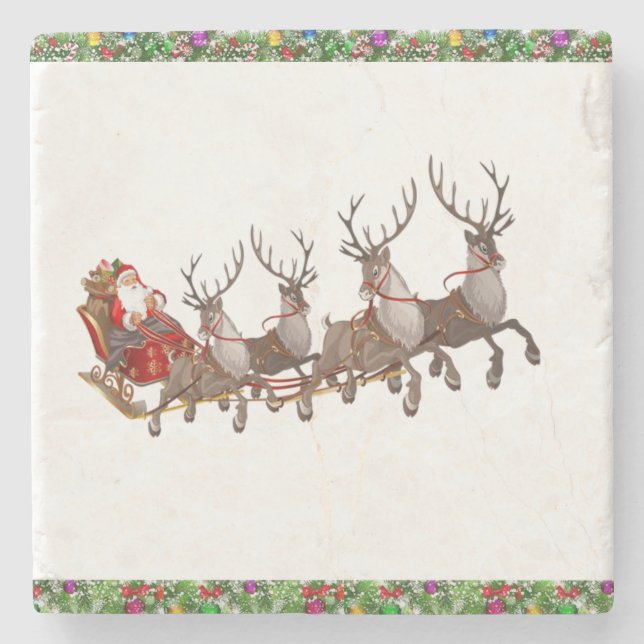 Porta-copo De Pedra Papais noeis Marble Stone Porta copos Natal (Frente)