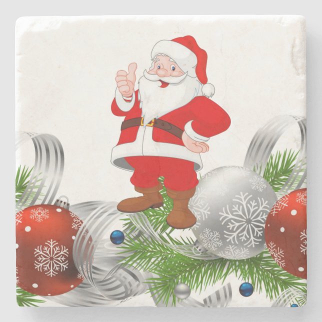 Porta-copo De Pedra Papais noeis Marble Stone Porta copos Natal (Frente)