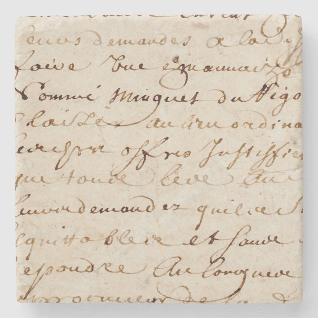 Porta-copo De Pedra papel de pergaminho francês do Grunge do roteiro (Frente)