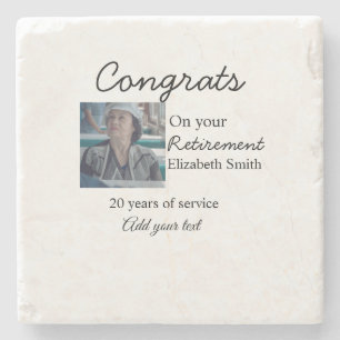 Porta-copo De Pedra Parabéns pela sua aposentadoria adicionar data de 