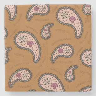 Porta-copo De Pedra Paramecia Paisley Biologia Marrom Personalizável