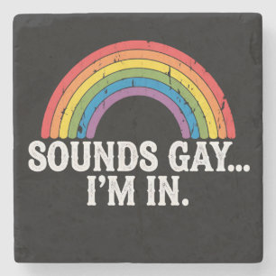 Porta-copo De Pedra Parece Gay Estou no Arco-íris LGBTQ Vintage Retro