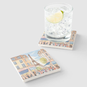 Porta-copo De Pedra Paris França Torre Eiffel Aquarela