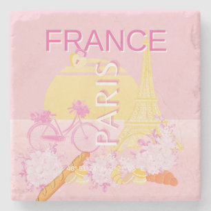 Porta-copo De Pedra Paris, França, Viagem, Arte, Pré-Disquete, Rosa