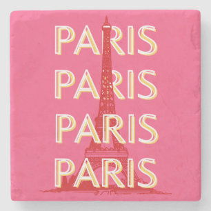 Porta-copo De Pedra Paris, Viagem Art, Retro-Viagem Art, Rosa