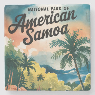 Porta-copo De Pedra Parque Nacional de Samoa Americana - Arte Aquarela