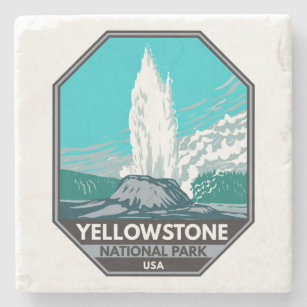 Porta-copo De Pedra Parque Nacional Yellowstone Castle Geyser Vintage