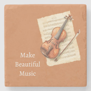 Porta-copo De Pedra Partitura de Música para Violino