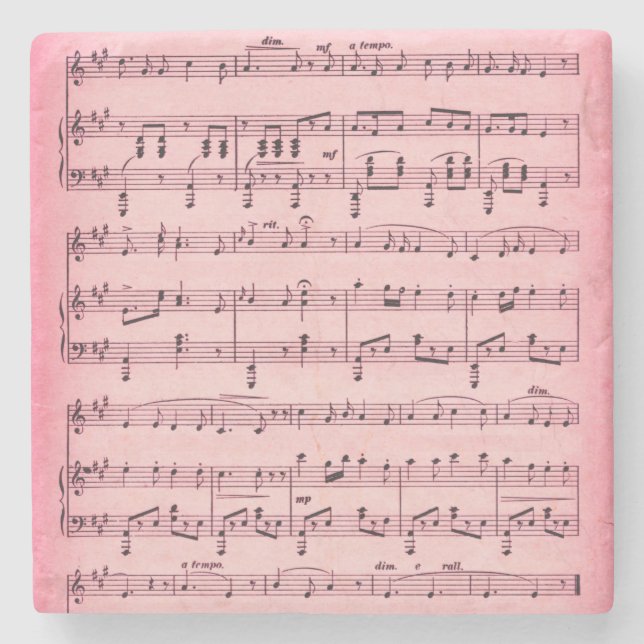 Porta-copo De Pedra Partitura Rosa (Frente)