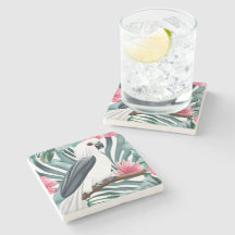 Pássaro de Papagaio Branco Tropical