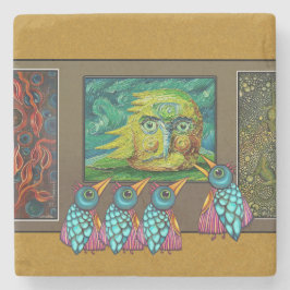 Porta-copo De Pedra Pássaros Na Galeria