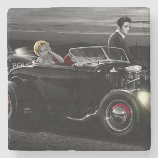 Porta-copo De Pedra Passeio B&W da alegria (Frente)