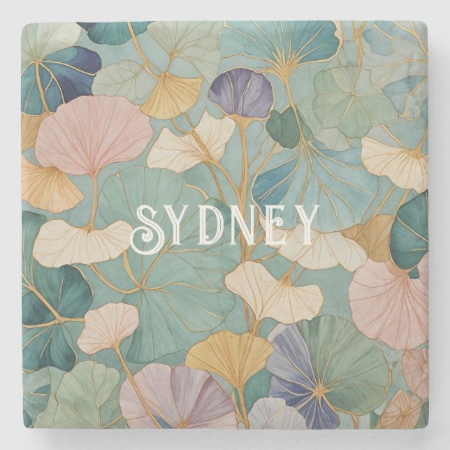 Porta-copo De Pedra Pastel Gingko Sussurro (Frente)