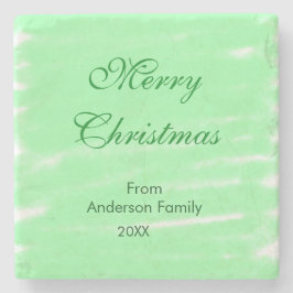 Porta-copo De Pedra Pastel verde aquarela feliz natal moderno